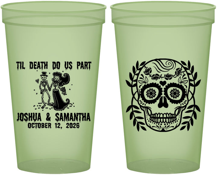 Custom Wedding 22 oz Glow In The Dark Cups - Til Death Do Us Part | 297
