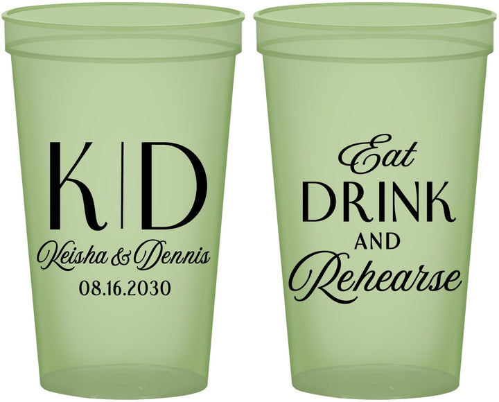 Custom Rehearsal Dinner 22 oz Glow In The Dark Cups - Eat Drink Rehearse | 30000