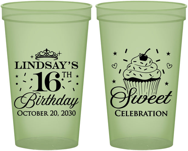 Custom 16th Birthday 22 oz Glow In The Dark Cups - Cupcake | 300000