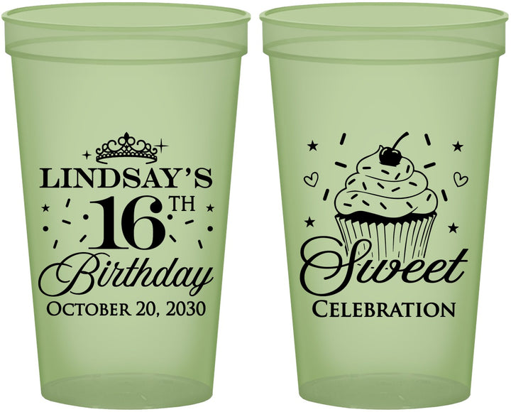 Custom 16th Birthday 22 oz Glow In The Dark Cups - Cupcake | 300000