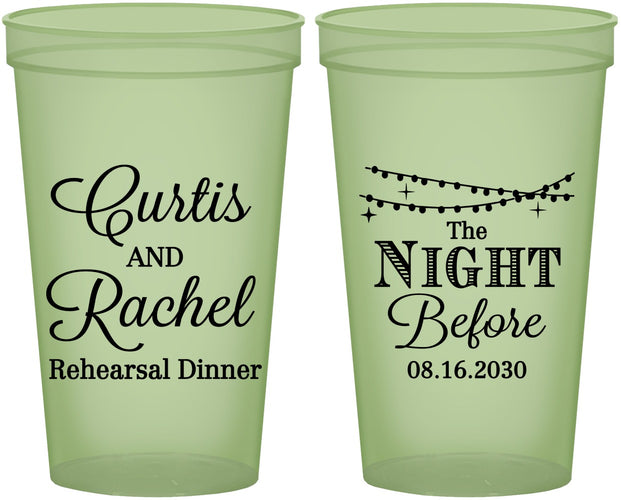 Custom Rehearsal Dinner 22 oz Glow In The Dark Cups - The Night Before | 30006