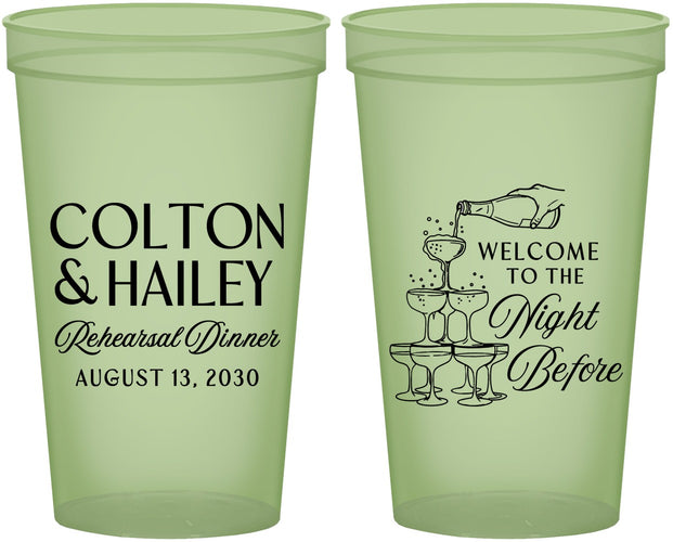 Custom Rehearsal Dinner 22 oz Glow In The Dark Cups - The Night Before | 30007