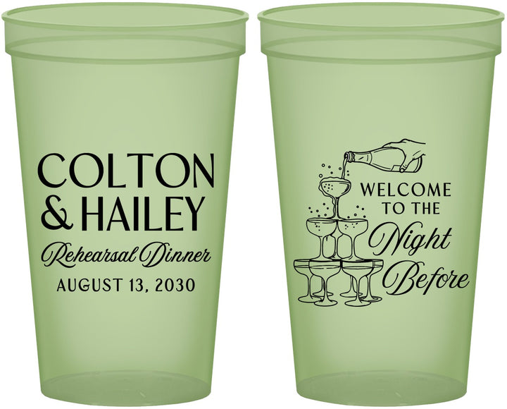 Custom Rehearsal Dinner 22 oz Glow In The Dark Cups - The Night Before | 30007