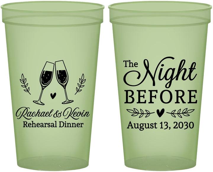 Custom Rehearsal Dinner 22 oz Glow In The Dark Cups - The Night Before | 30008