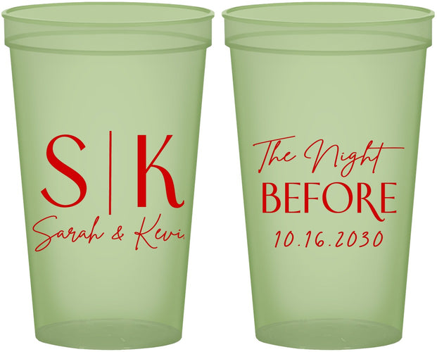 Custom Rehearsal Dinner 22 oz Glow In The Dark Cups - The Night Before | 30009