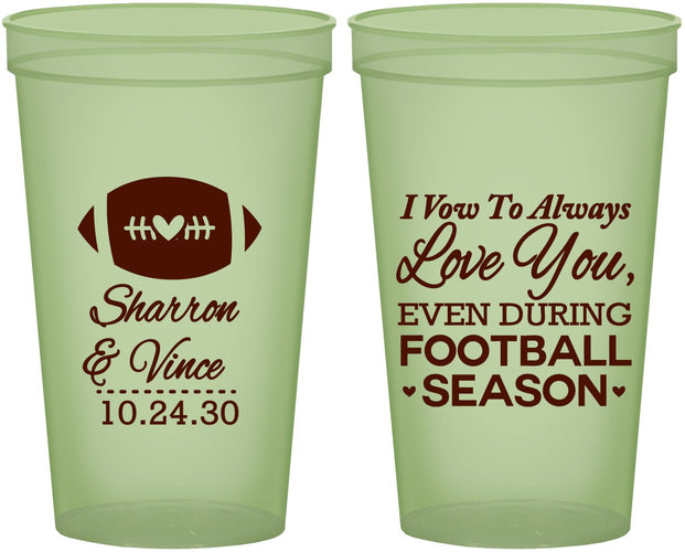 Custom Wedding 22 oz Glow In The Dark Cups - Football | 302