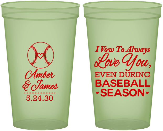 Custom Wedding 22 oz Glow In The Dark Cups - Baseball | 303
