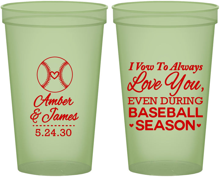 Custom Wedding 22 oz Glow In The Dark Cups - Baseball | 303