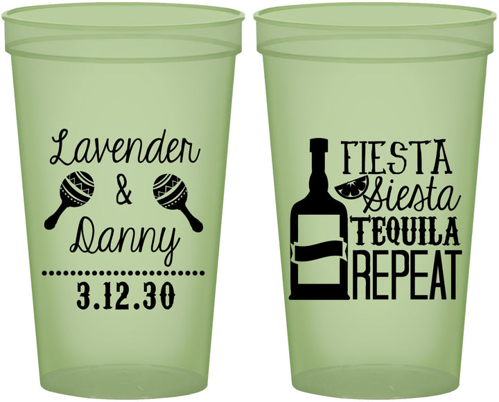 Custom Wedding 22 oz Glow In The Dark Cups - Fiesta Siesta Tequila Repeat | 306