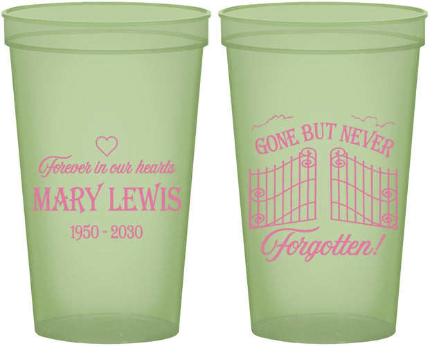 Custom Memorial 22 oz Glow In The Dark Cups - Gone But Never Forgotten | 310001