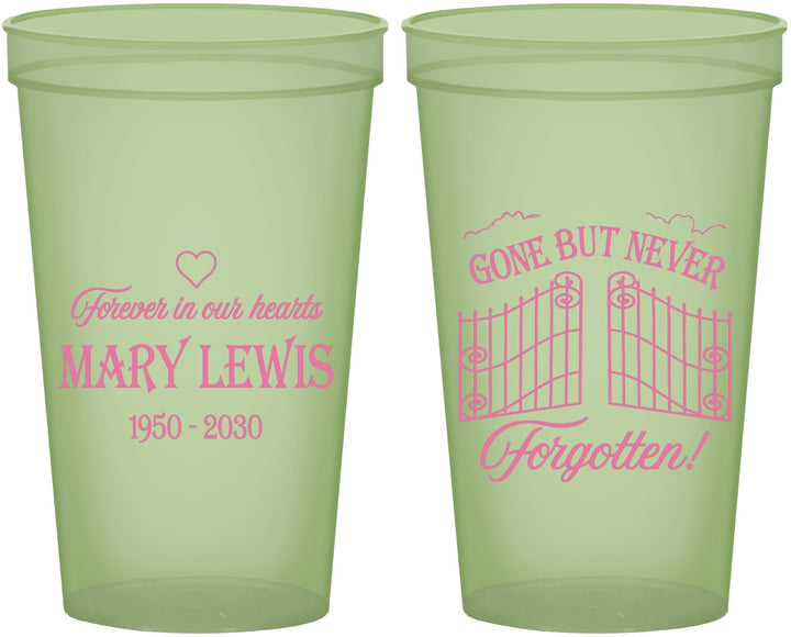 Custom Memorial 22 oz Glow In The Dark Cups - Gone But Never Forgotten | 310001