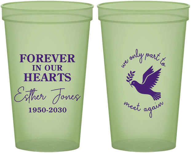 Custom Memorial 22 oz Glow In The Dark Cups - Forever In Our Hearts | 310003