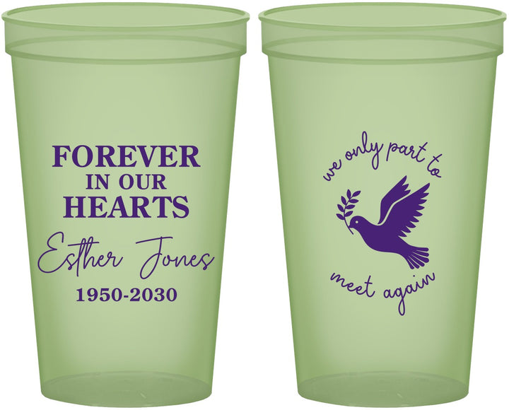 Custom Memorial 22 oz Glow In The Dark Cups - Forever In Our Hearts | 310003