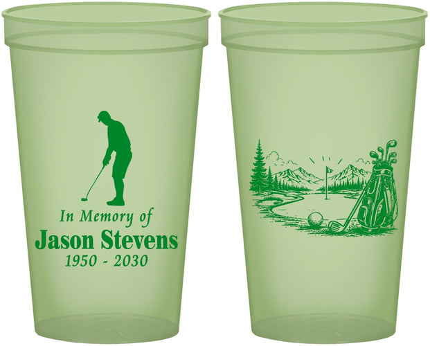 Custom Memorial 22 oz Glow In The Dark Cups - Heavens Finest Fairways | 310009