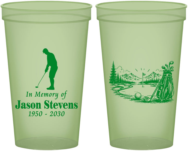 Custom Memorial 22 oz Glow In The Dark Cups - Heavens Finest Fairways | 310009