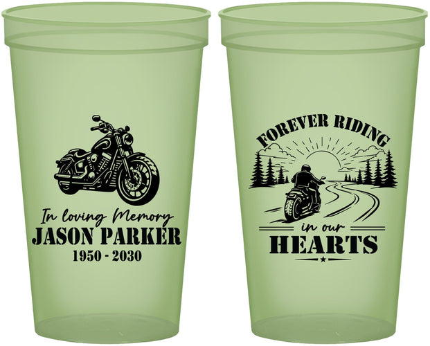 Custom Memorial 22 oz Glow In The Dark Cups - Riding In Our Hearts | 310014