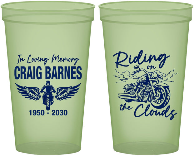 Custom Memorial 22 oz Glow In The Dark Cups - Riding On The Clouds | 310017