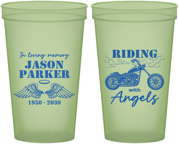 Custom Memorial 22 oz Glow In The Dark Cups - Riding With Angels | 310018