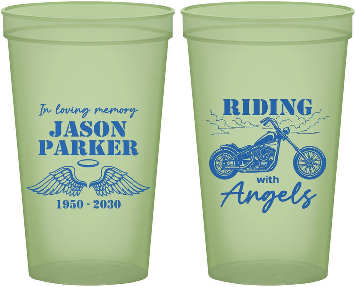 Custom Memorial 22 oz Glow In The Dark Cups - Riding With Angels | 310018