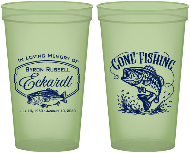 Custom Memorial 22 oz Glow In The Dark Cups - Gone Fishing | 310022