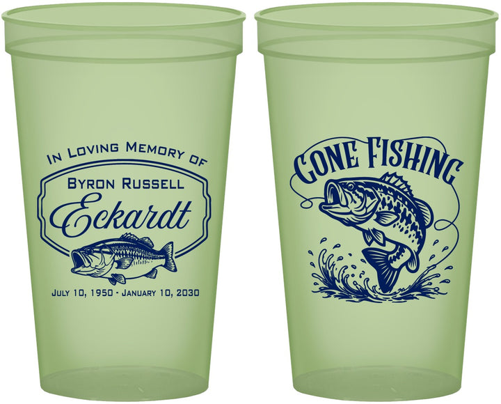 Custom Memorial 22 oz Glow In The Dark Cups - Gone Fishing | 310022