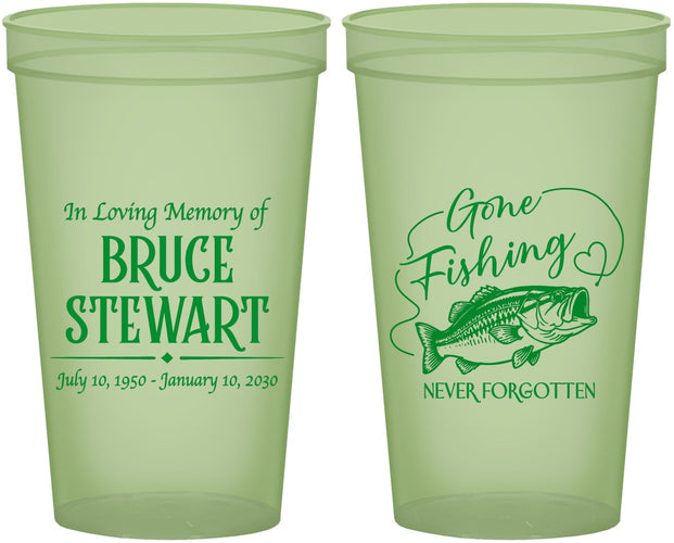 Custom Memorial 22 oz Glow In The Dark Cups - Gone Fishing | 310023