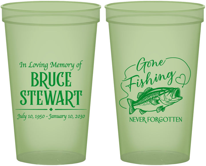 Custom Memorial 22 oz Glow In The Dark Cups - Gone Fishing | 310023