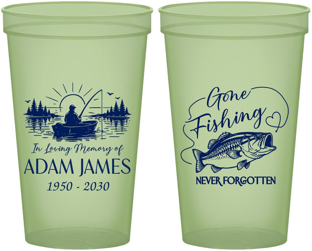 Custom Memorial 22 oz Glow In The Dark Cups - Gone Fishing | 310024