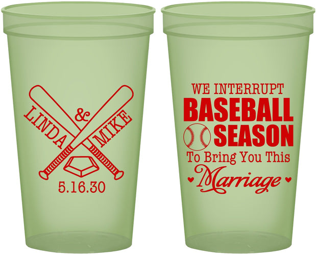 Custom Wedding 22 oz Glow In The Dark Cups - We Interrupt Baseball | 313