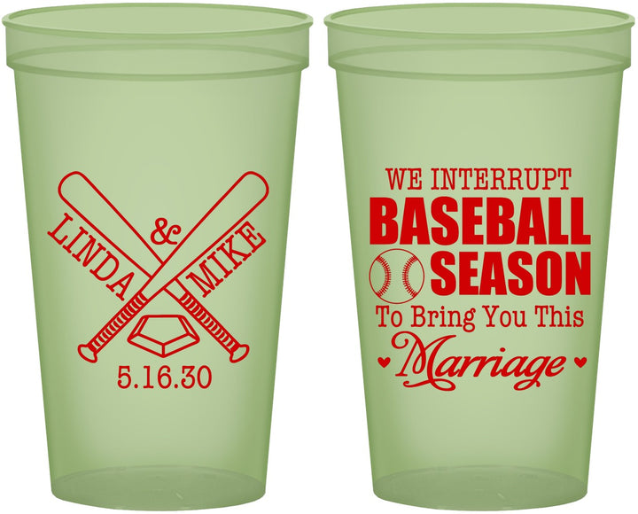 Custom Wedding 22 oz Glow In The Dark Cups - We Interrupt Baseball | 313