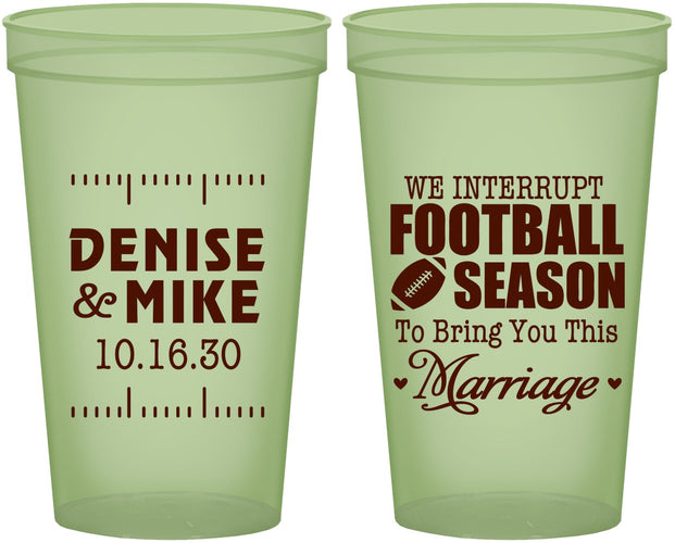 Custom Wedding 22 oz Glow In The Dark Cups - We Interrupt Football | 314