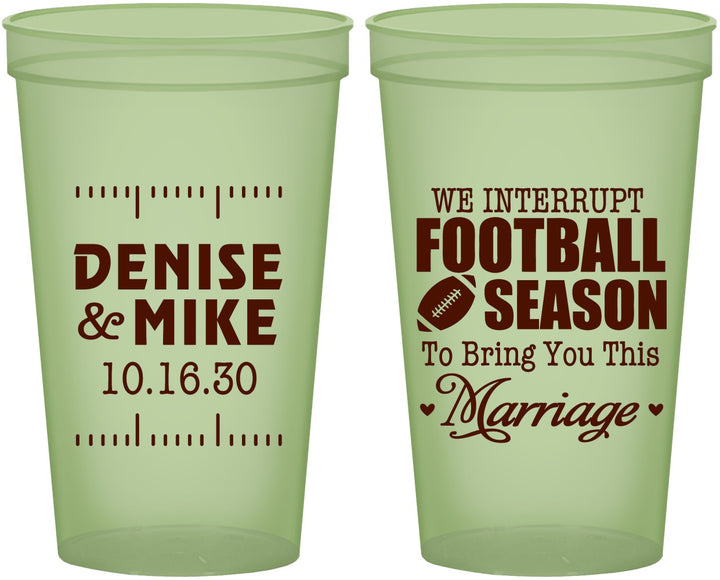 Custom Wedding 22 oz Glow In The Dark Cups - We Interrupt Football | 314