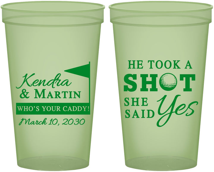 Custom Wedding 22 oz Glow In The Dark Cups - Took A Shot Golf | 320