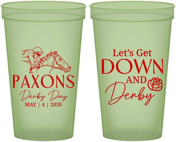 Custom Derby Day 22 oz Glow In The Dark Cups - Lets Get Down And Derby | 320000