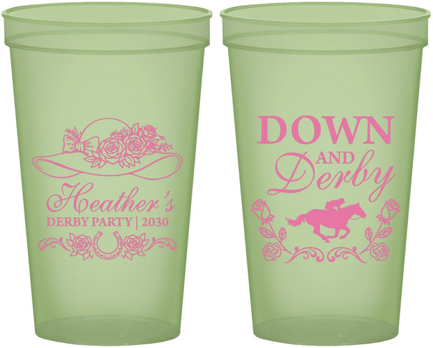 Custom Derby Day 22 oz Glow In The Dark Cups - Down And Derby | 320001
