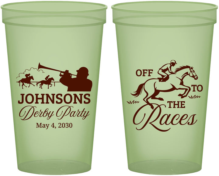 Custom Derby Day 22 oz Glow In The Dark Cups - Off To The Races | 320002