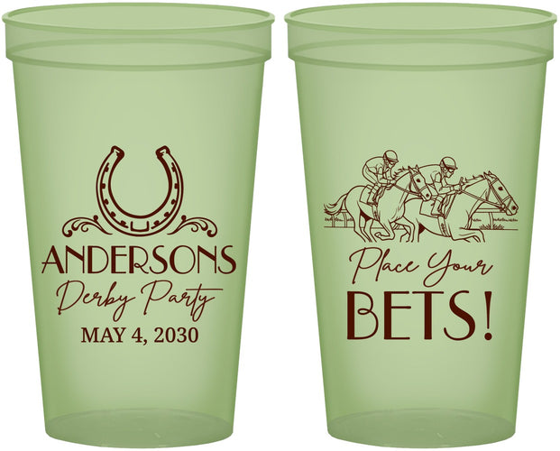 Custom Derby Day 22 oz Glow In The Dark Cups - Place Your Bets | 320003