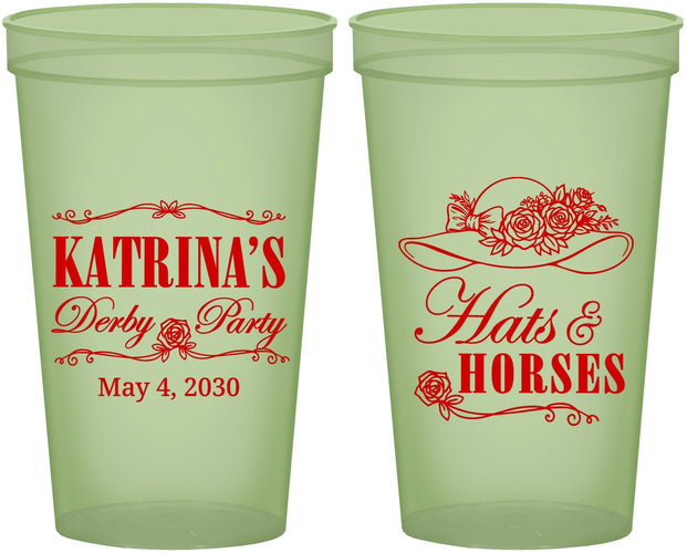 Custom Derby Day 22 oz Glow In The Dark Cups - Hats And Horses | 320005