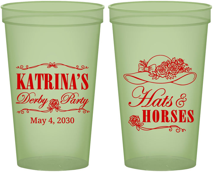 Custom Derby Day 22 oz Glow In The Dark Cups - Hats And Horses | 320005