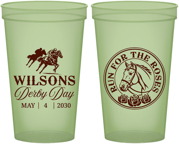 Custom Derby Day 22 oz Glow In The Dark Cups - Run For The Horses | 320006