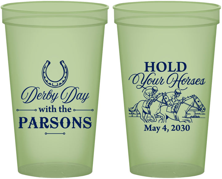 Custom Derby Day 22 oz Glow In The Dark Cups - Hold Your Horses | 320008