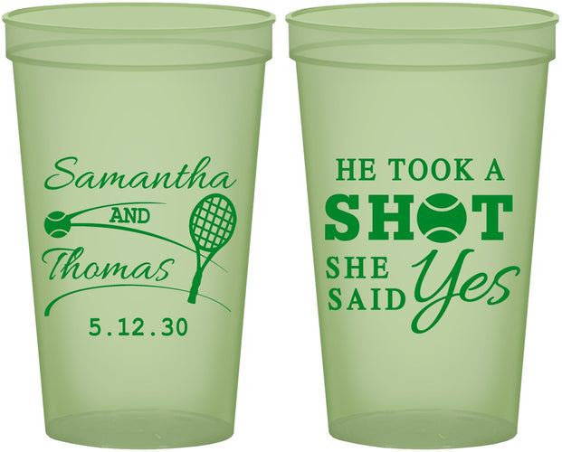 Custom Wedding 22 oz Glow In The Dark Cups - Took A Shot Tennis | 321