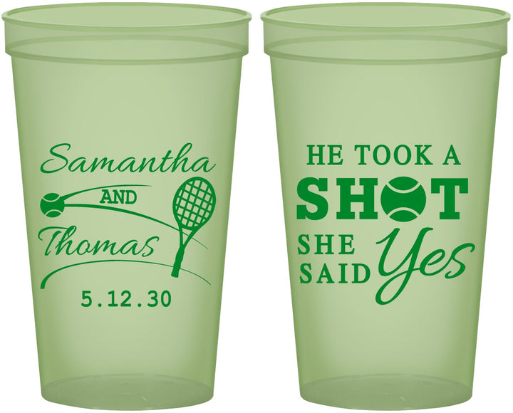 Custom Wedding 22 oz Glow In The Dark Cups - Took A Shot Tennis | 321