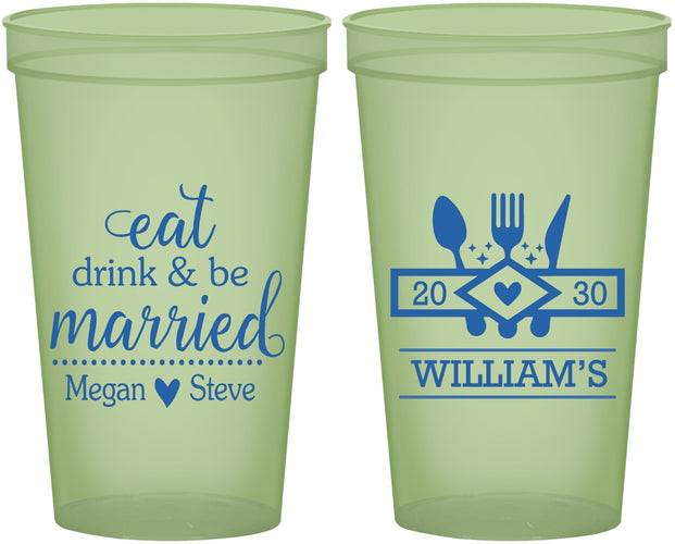 Custom Wedding 22 oz Glow In The Dark Cups - Eat Drink Be Married | 327