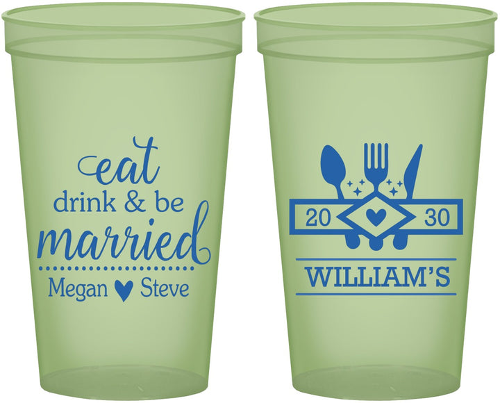 Custom Wedding 22 oz Glow In The Dark Cups - Eat Drink Be Married | 327