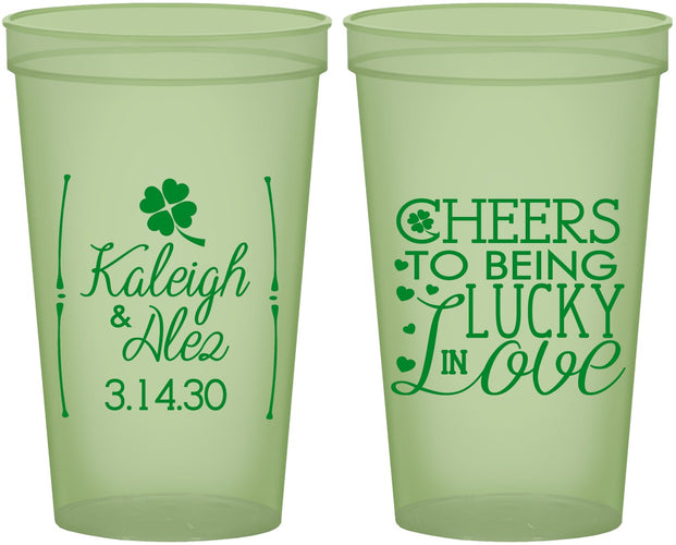 Custom Wedding 22 oz Glow In The Dark Cups - Lucky In Love | 328