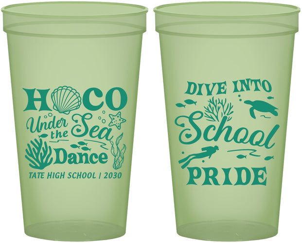 Custom Homecoming 22 oz Glow In The Dark Cups - Hoco Under The Sea | 330000