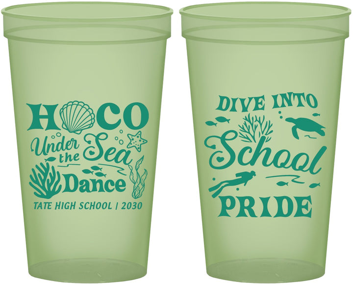 Custom Homecoming 22 oz Glow In The Dark Cups - Hoco Under The Sea | 330000