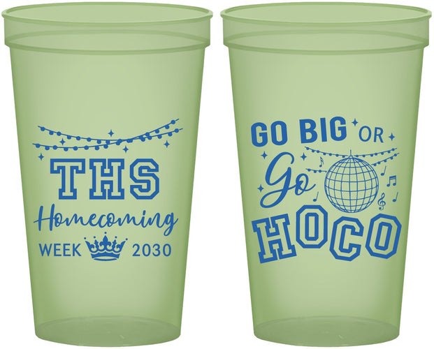 Custom Homecoming 22 oz Glow In The Dark Cups - Big Or Go Hoco | 330004
