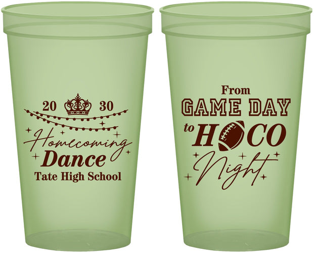 Custom Homecoming 22 oz Glow In The Dark Cups - Gameday To Hoco Night | 330005